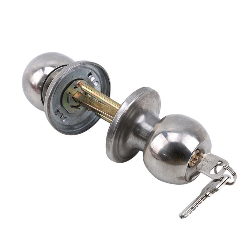 1 Piece Aluminum Alloy Globular Door Knobs Rotation Lock Knobset Handle Metal Door Knob With Key For Bedrooms Living Rooms
