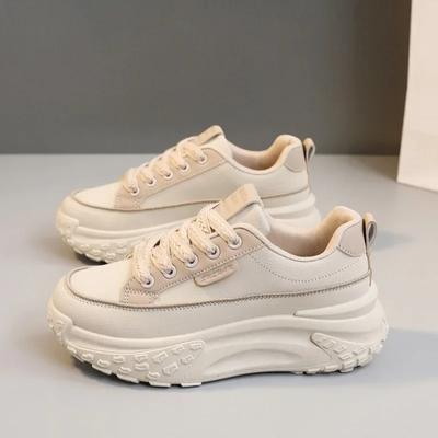 2025 New Model Shoes for Women Platform Adds Height Vulcanized Ladies Shoes Anti-slip Wear-resistant Leather Casual Sports Shoes