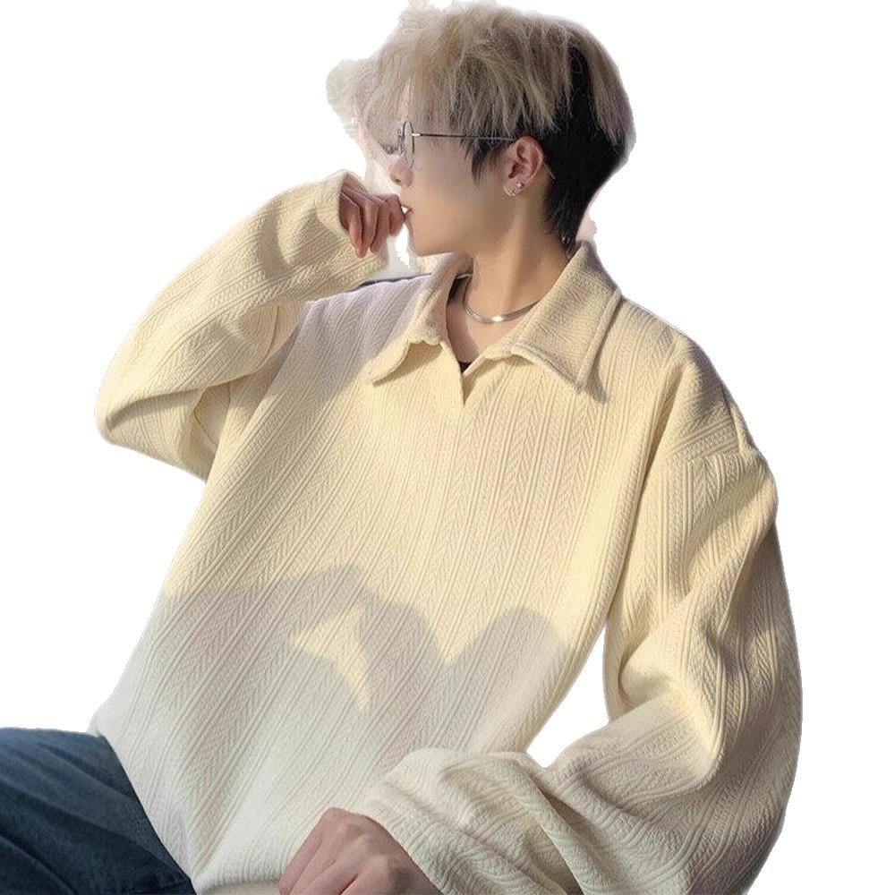 Internet celebrity new versatile shirt men's sweater simple fashion Japanese polo shirt lazy style new