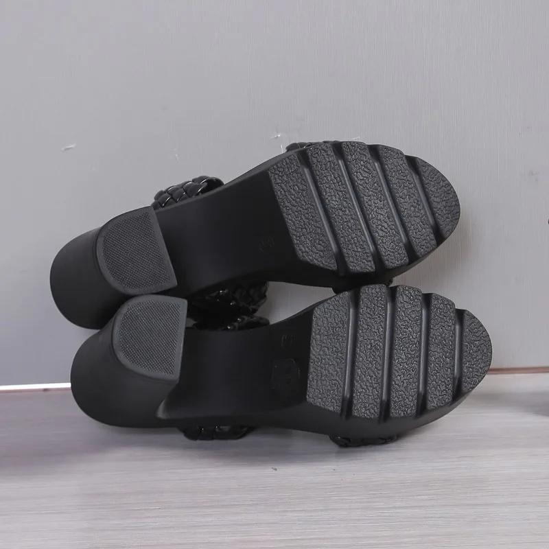 Fashion Summer Hot Selling Women's Shoes Fashion Solid Color Open Toe Women's Slippers Roman Thick Heel Women's High Heel Beach Shoes