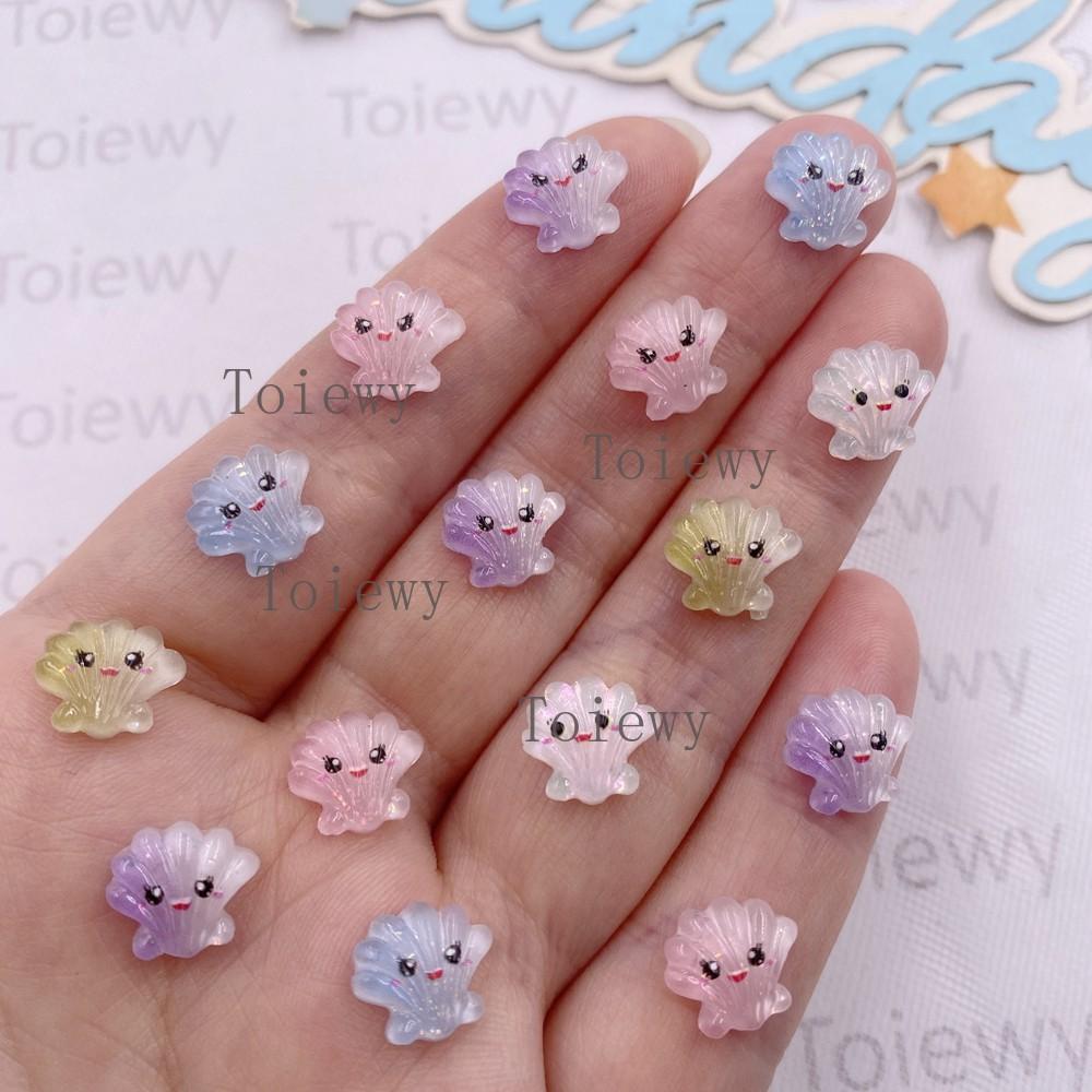 50pcs Resin Mini Colorful Mermaid Tail Shell Starfish Seahorse Conch Flatback Rhinestones Figurine Nail Art DIY Scrapbook Crafts