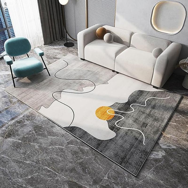 Japanese Style Geometric Crystal Pile Household Carpet Living Room Bedroom Bedside Rug Non-slip Easy Care Carpet