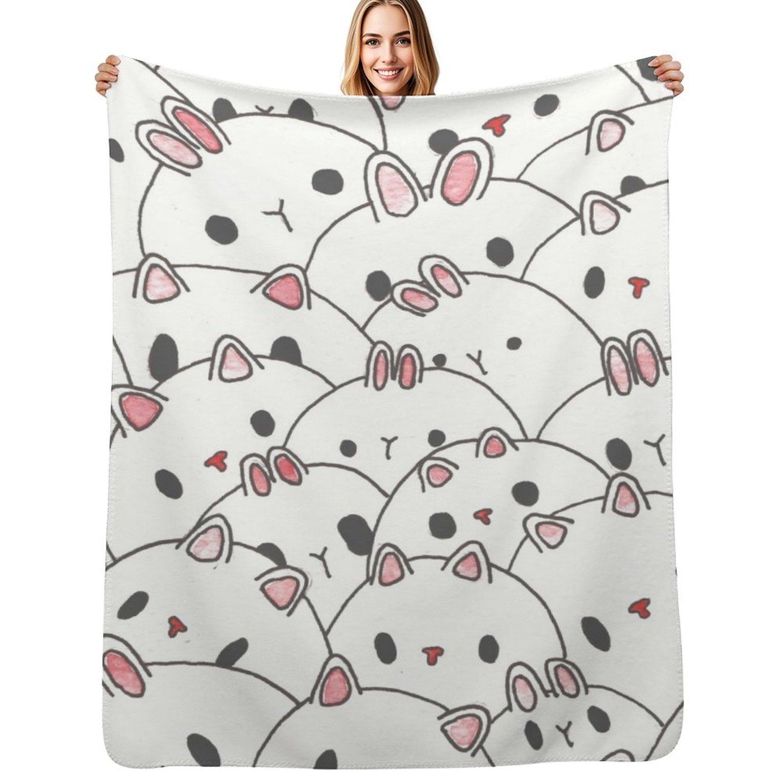 

Cute bunnies and cats Throw Blanket Foldable Soft Warm Blanket for Outdoor Use 102x76cm(40x30in)