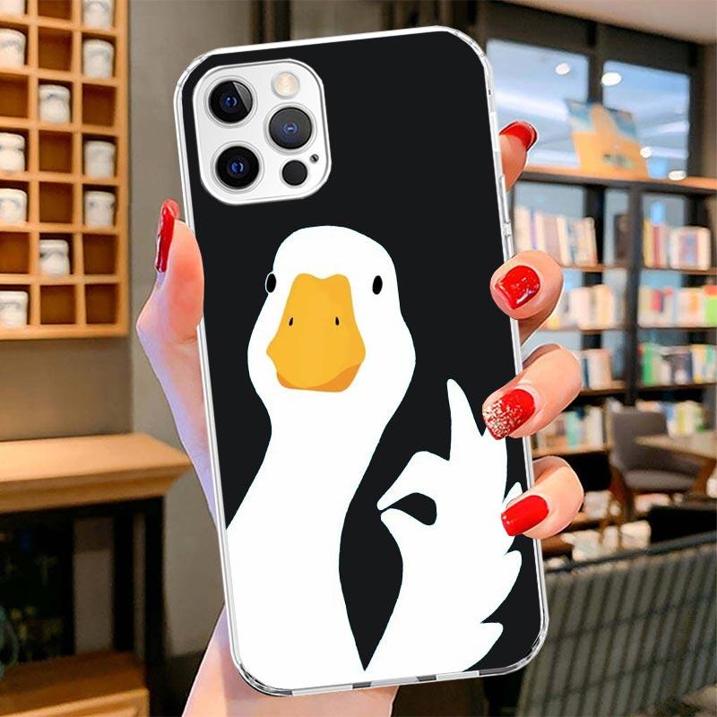 Cartoon Duck Goose Game Cover Phone Case For iPhone 16 17 Air 15 14 Pro Max 16E Phone Case 13 Mini 12 11 7 SE 8 Print Pattern Fi