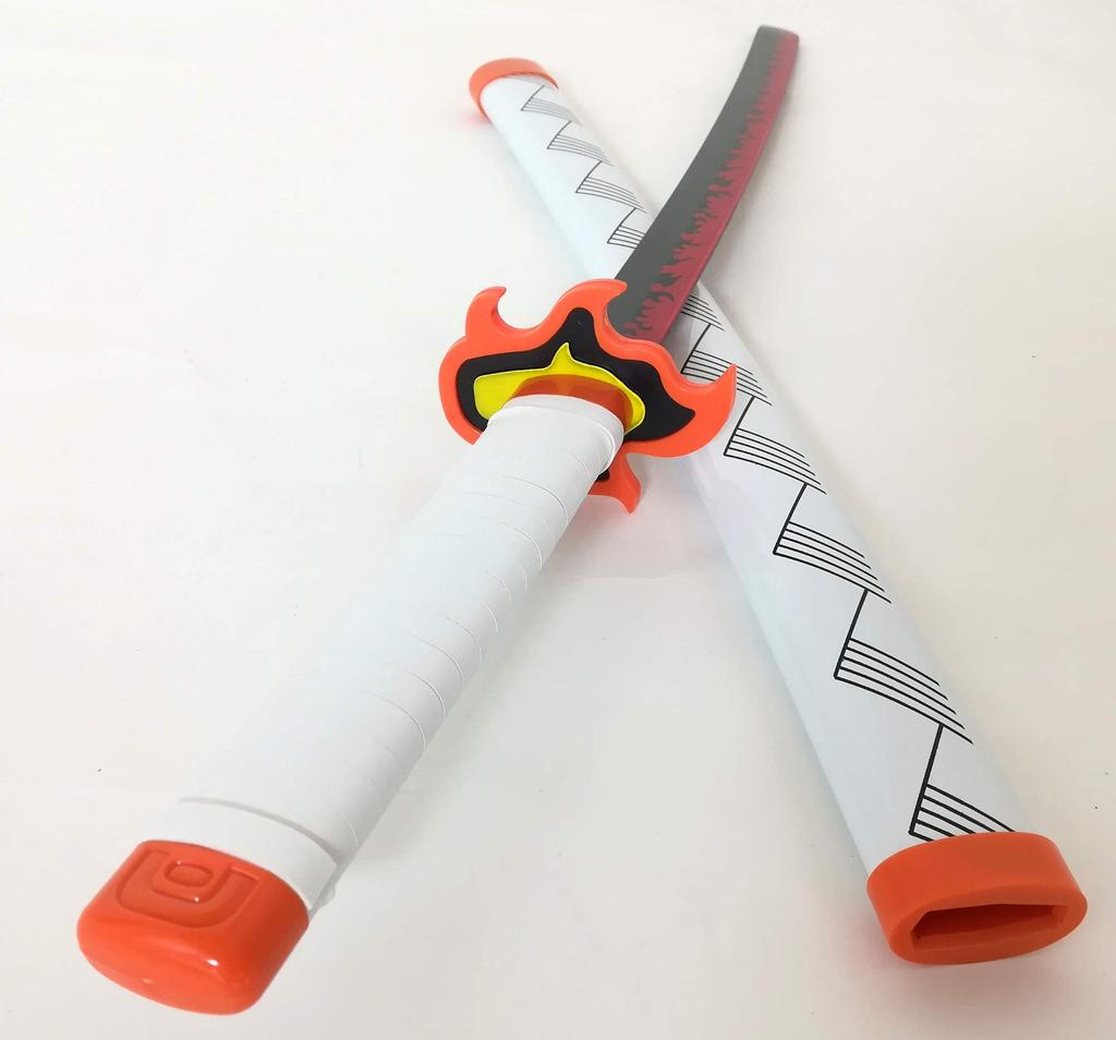 Upgraded Wooden Nichirin Sword, Rengoku Kyojuro, 78cm Short Sword, Demon Slayer, Cosplay, Interior Decoration, Japanese Sword, Katana, Weapon, S839