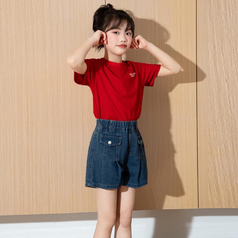 Tangshi Girls' 2026 Summer Cotton Short Sleeve T-Shirt