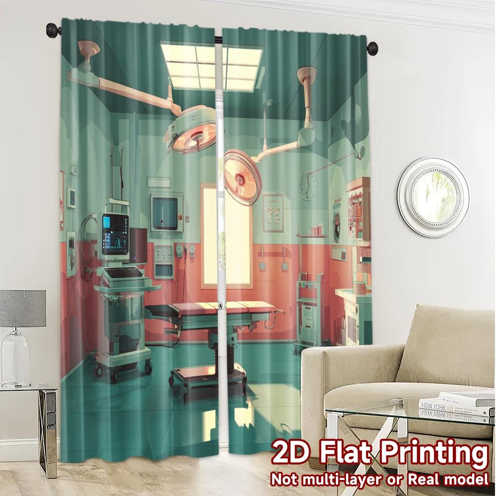 2pcs   2D FLAT PRINTING Curtains (Without Rod) SurgicalRoom Popular Curtain Cloth Versatile Durable Polyester Curtains