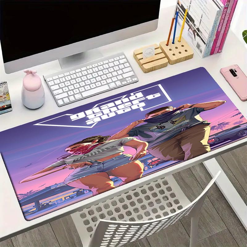 Podložka pod myš s motivem GTA 6, Protiskluzová gumová základna, Multifunkční kancelářská a domácí dekorace, Perfektní pro personalizaci pracovního prostoru.