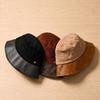 Versatile Bucket Hat Faux Leather Wide Brim Hat Fashion Fisherman Hat Daily Casual