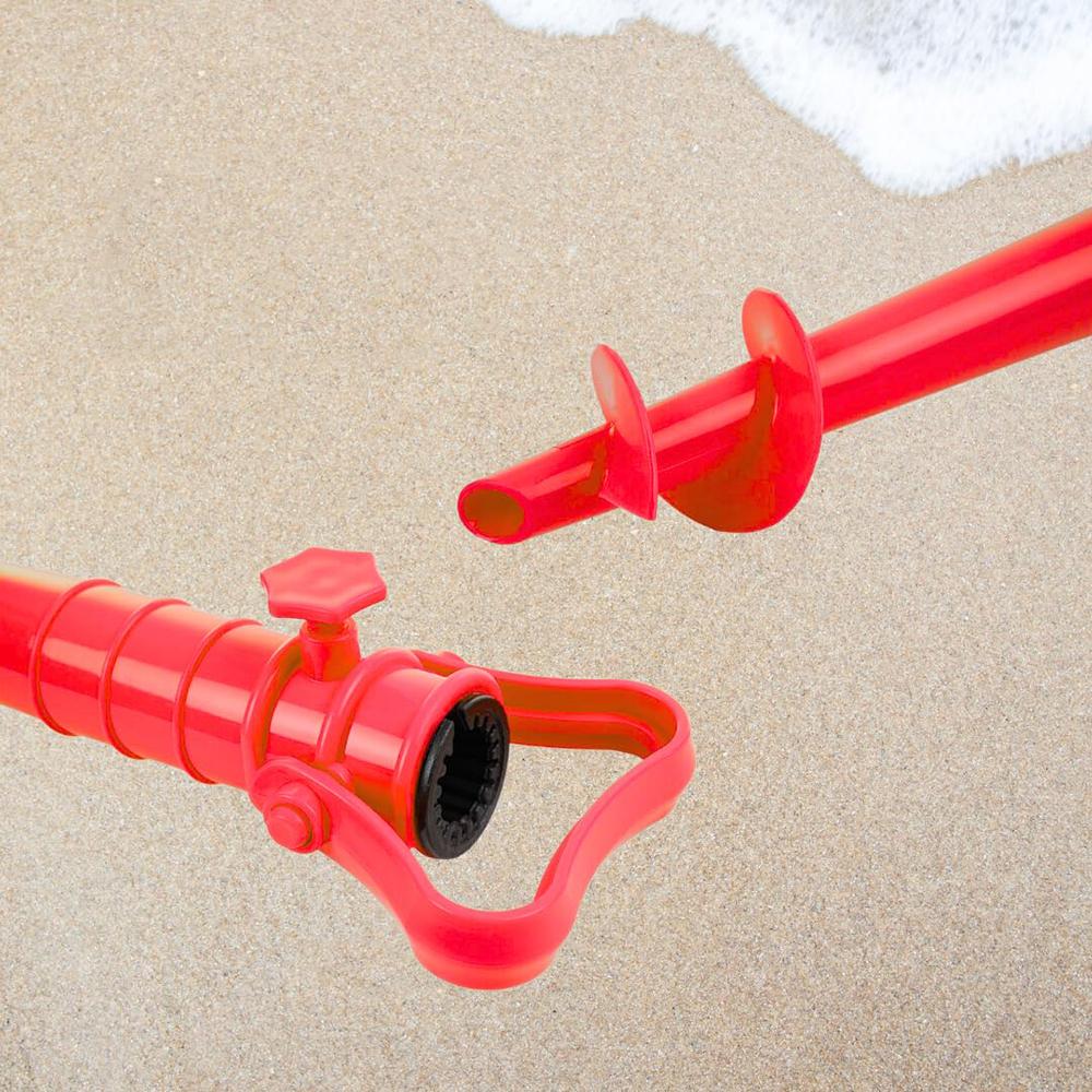 1pc Beach Umbrella Anchor Spiral Screws Red Outdoor Garden Sun Umbrella Stand Apply To Beach Grass And Terraces