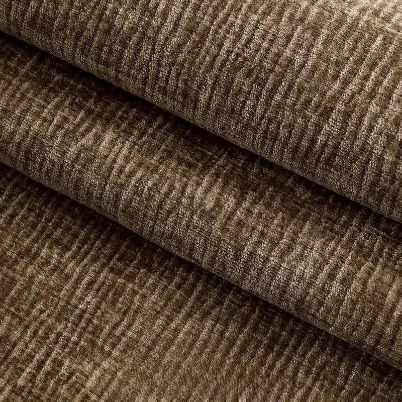 Thickened Plain Chenille Fabric Jacquard for Sewing Curtains Sofacovers Sewing Striped Pattern Textile Skin-friendly Textured