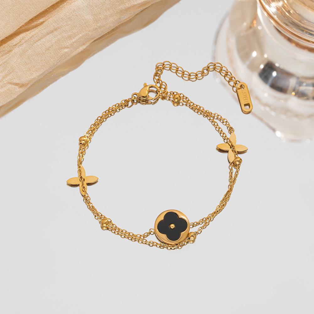 Klee-Titanstahl-Armband Ein leichtes Luxus- und raffiniertes Accessoire für Frauen Schlichtes und einzigartiges Design Nicht anlaufender Schmuck