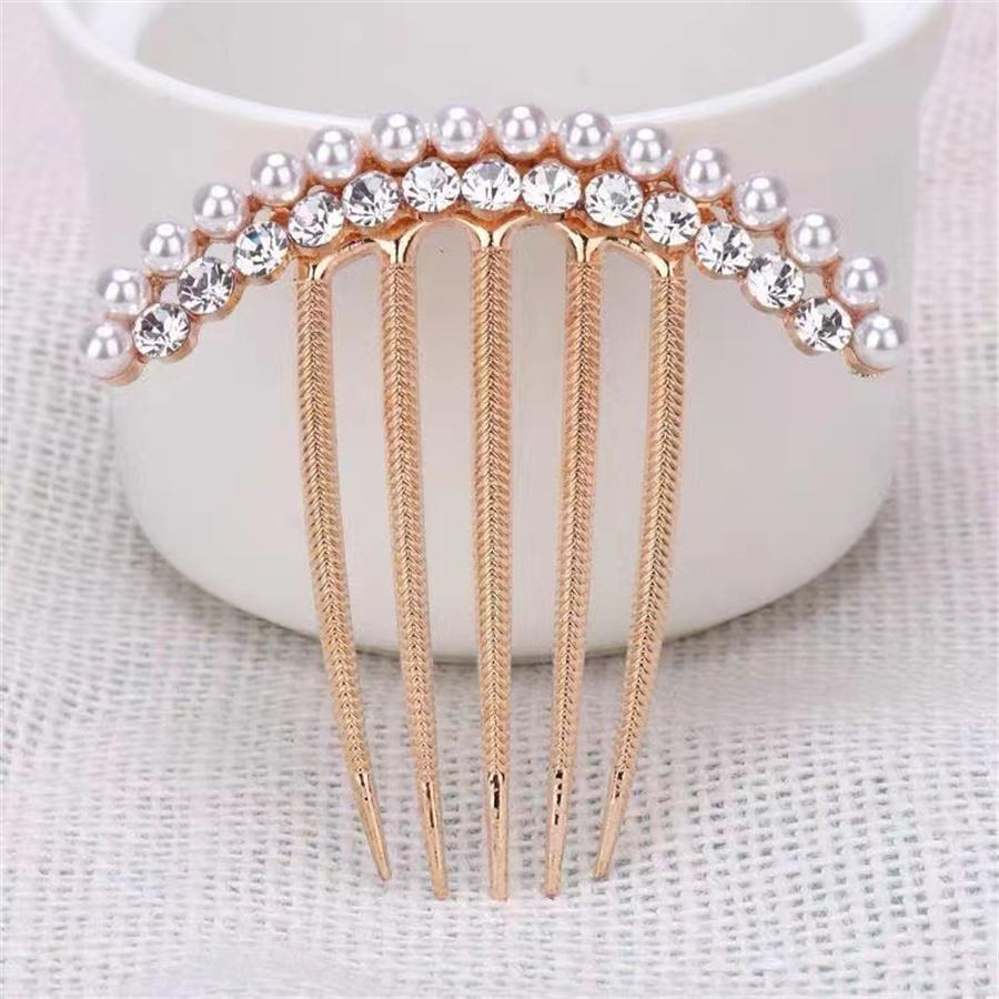Pearl Water Diamond Metal Pan Hair Insert Comb Ball Head New Year Pan Hair Comb Hairpin Mother's Day Holiday Gift Hair Accessory