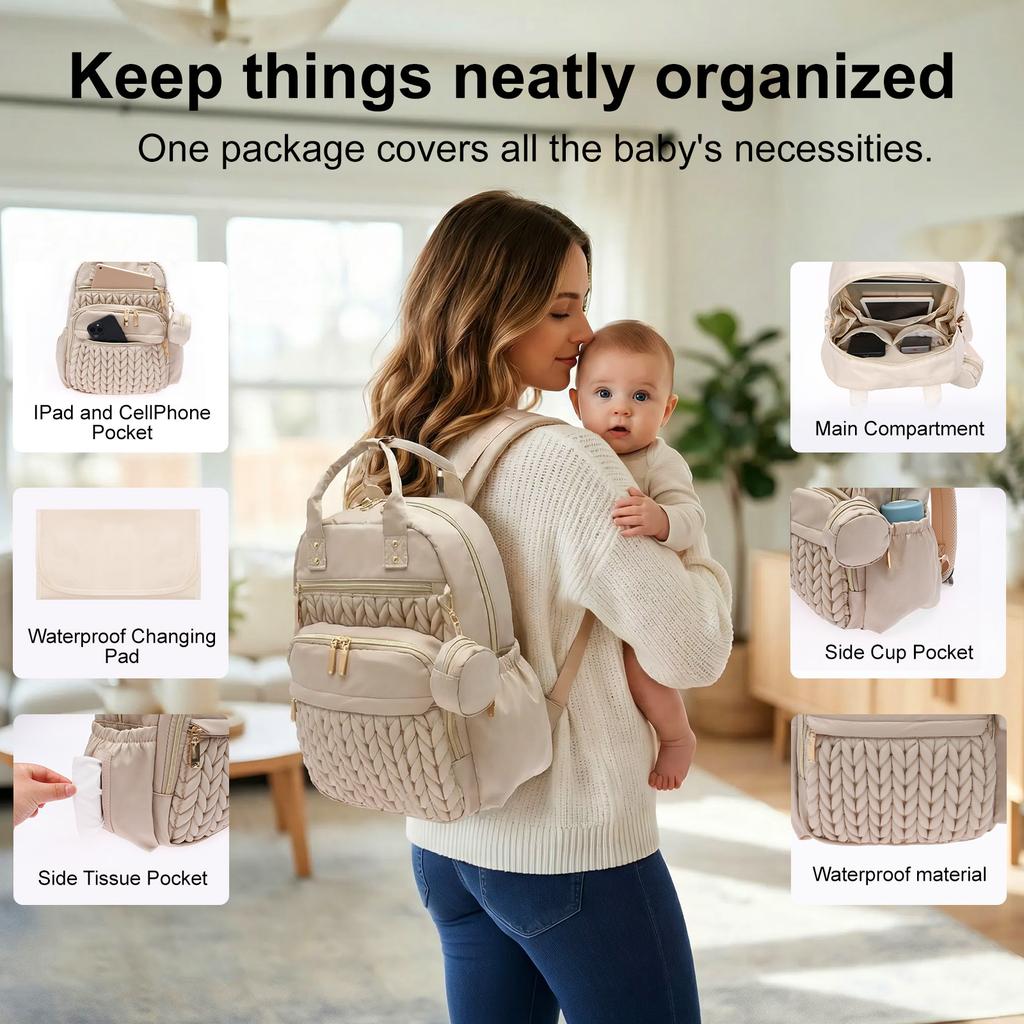 Diaper Bag Backpack Baby Girl Boy Nappy Changing Station with Changing Pad Multifunctional Waterproof Nursing Mommy Travel Bag