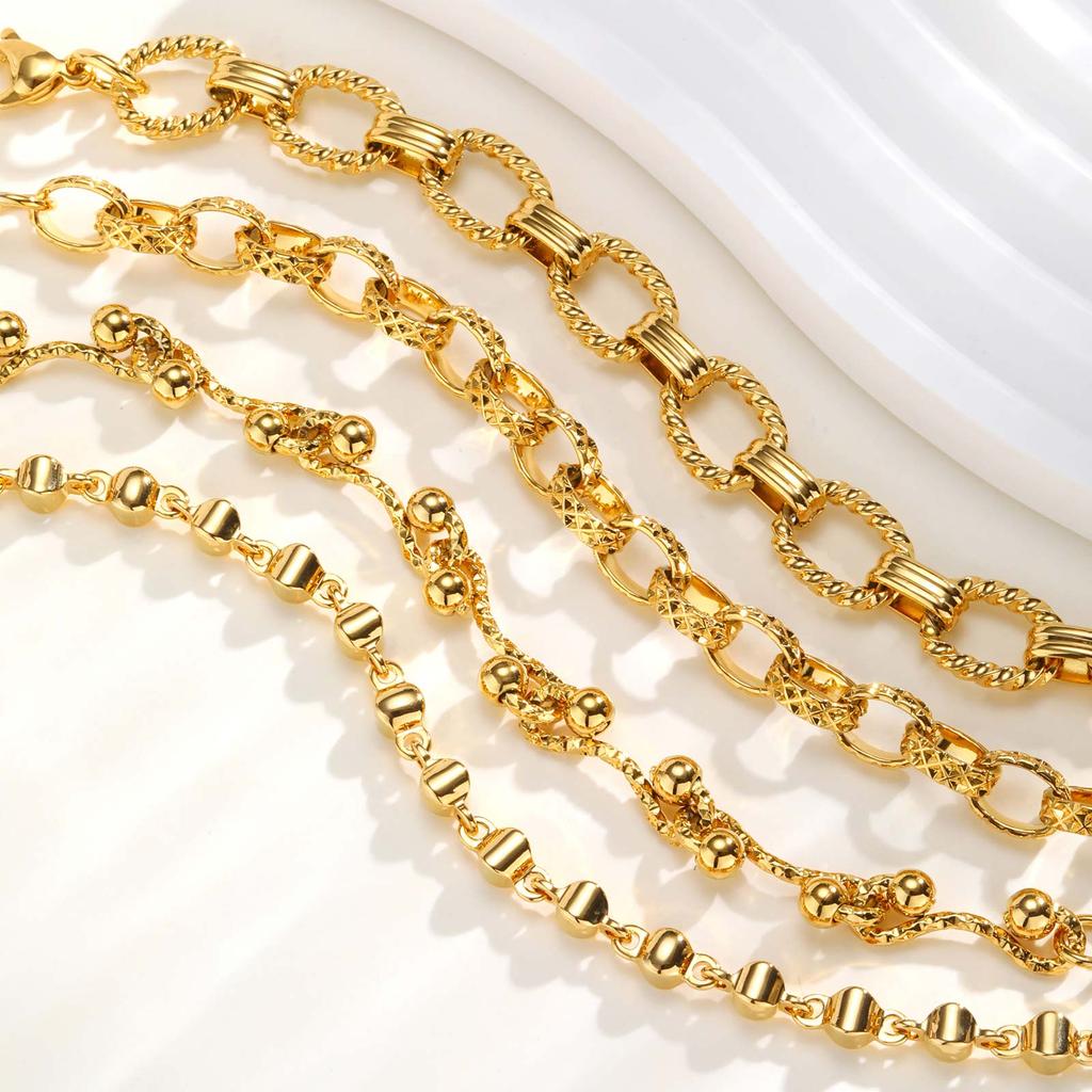 Women's Chunky Handmade Chain Bracelet,Gold Color Stainless Steel Bracelets for Girls,Trendy Punk Jewelry Accessories Gift