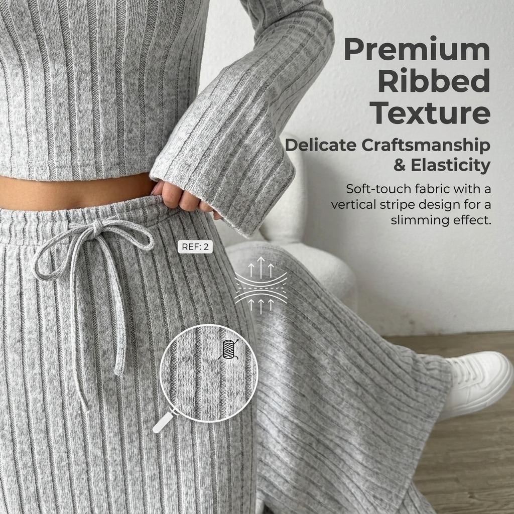 Women'S Simple Casual Fashion Suit Spring/Summer New Versatile Commuting Knit Two-Piece Set