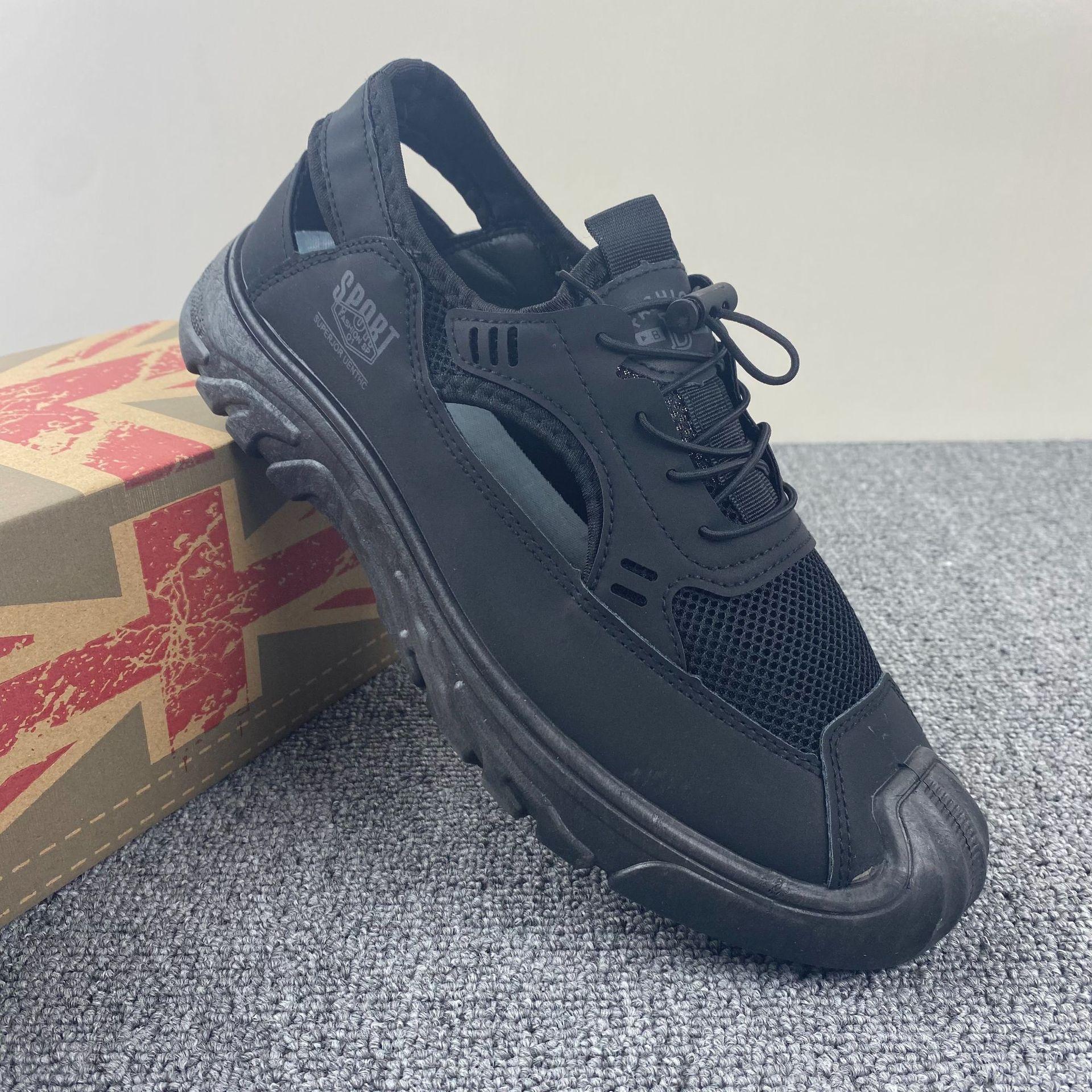 Sandals summer new mesh breathable hole shoes driving outdoor leisure wading shoes beach shoes 39 чёрный