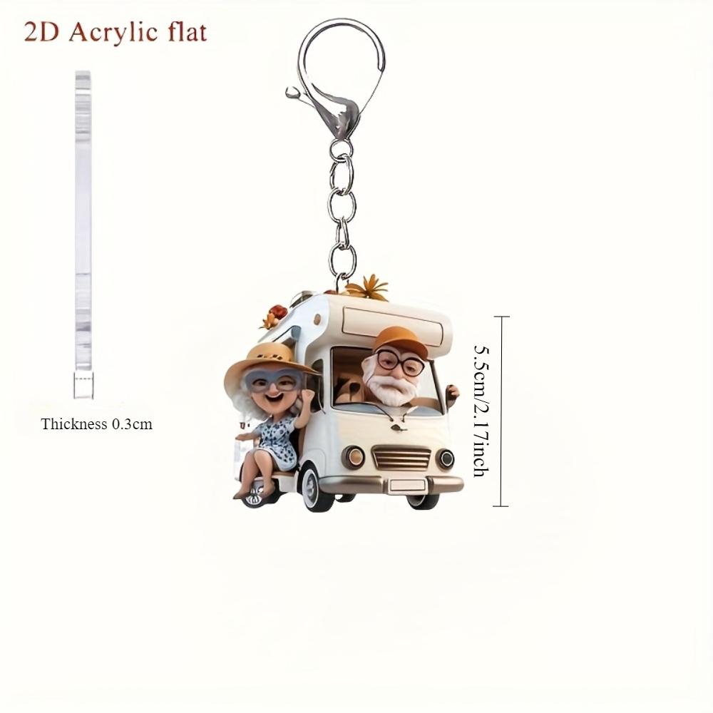 Breloc acrilic plat 2D amuzant pentru bunici, călătorie cu RV, acrilic, potrivit pentru decorarea rucsacului și a cheilor de mașină, decorațiune pentru petrecerea de sărbători