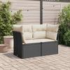 Vidaxl Garden Sofa With Cushions, 2-Seater, Black, Poly Rattan