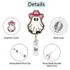 Acrylic Halloween Ghost Skeleton Cat Dinosaur Rotatable ID Badge Holder Retractable Badge Reel Buckle Gifts for Doctor Nurse