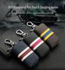 Men's Waist-Hanging Car Key Pouch with Stripe Zipper and Buckle