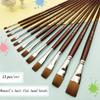 Hair Head Weasels Brush Flat Wolf Hair Art Pen 12 Pcsset Oil Watercolor Acrylic Painting Brush For Artist Beginner