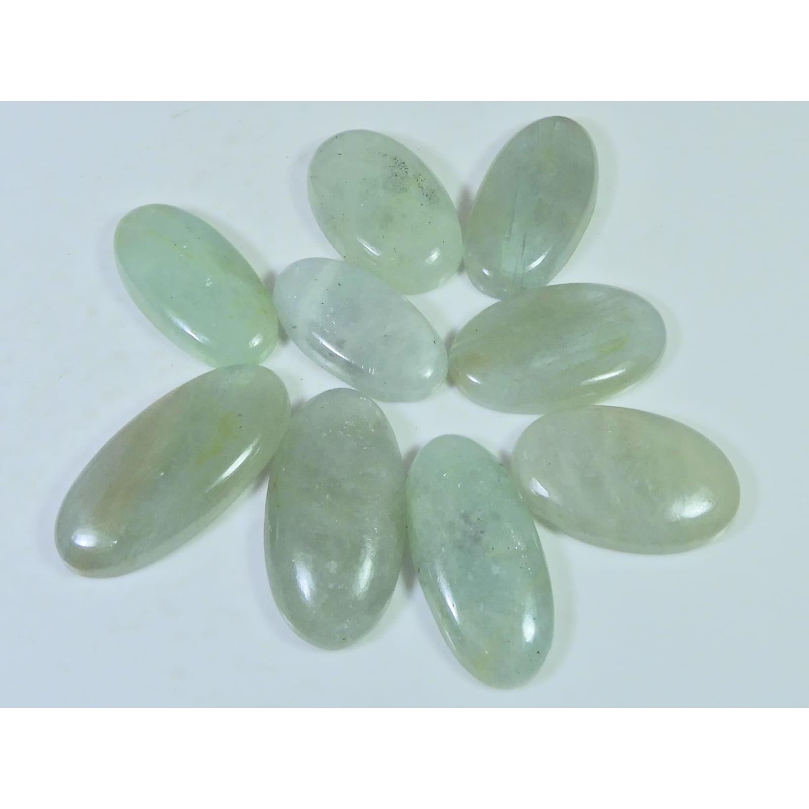

226Cts. Natural Aquamarine Oval Cabochon Loose Gemstone 09Pcs Lot 26-34 MM C-1496