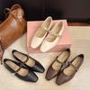 French Retro Single Shoes Women's 2025 Spring and Autumn New Low-heeled Square Head Shallow Mouth One-word Buckle with Shallow Mouth Mary Jane Shoes