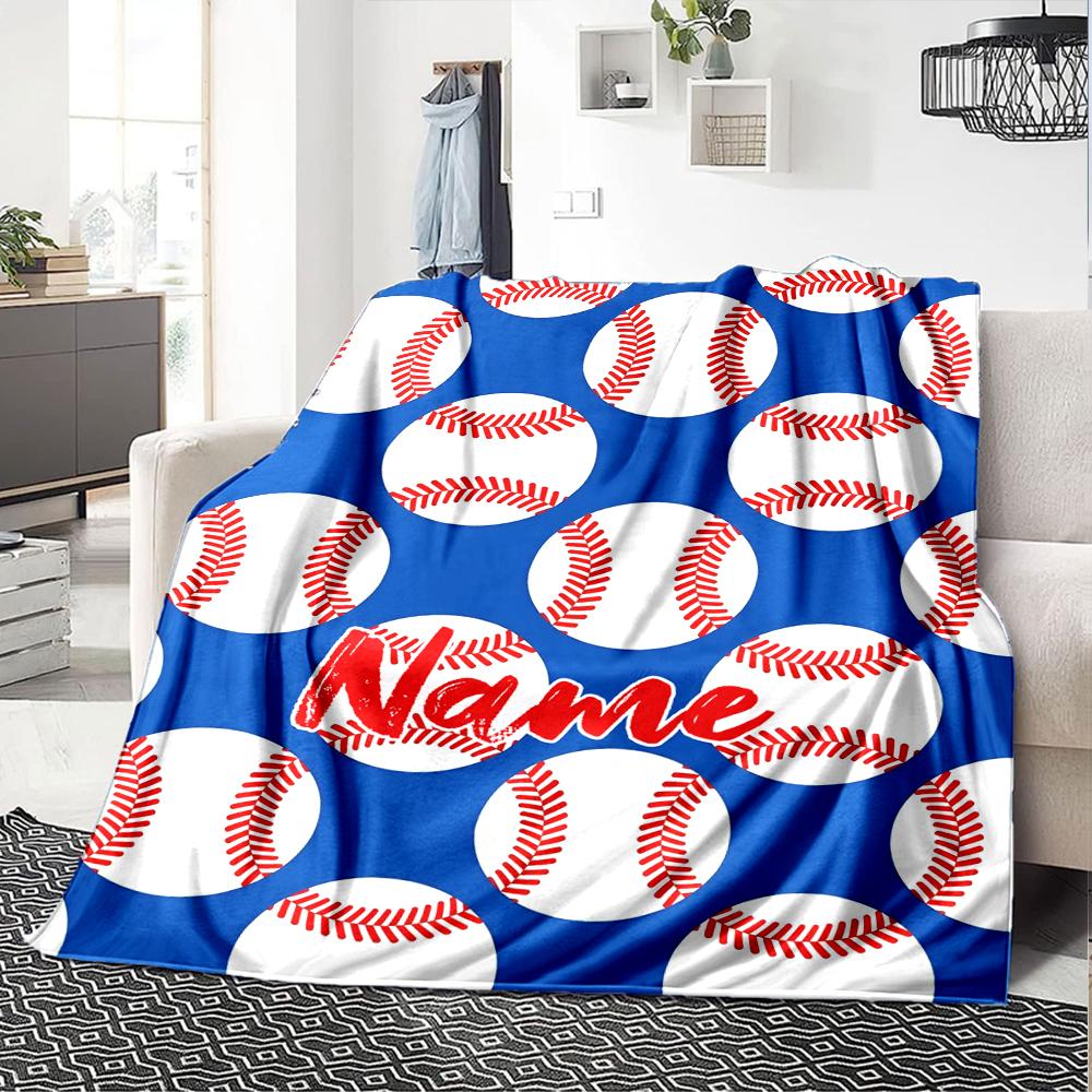 Custom Name Baseball Theme Printed Blanket - Perfect for Couch, Bed, Travel & Outdoor Use | Machine Washable, Cozy & Durable.