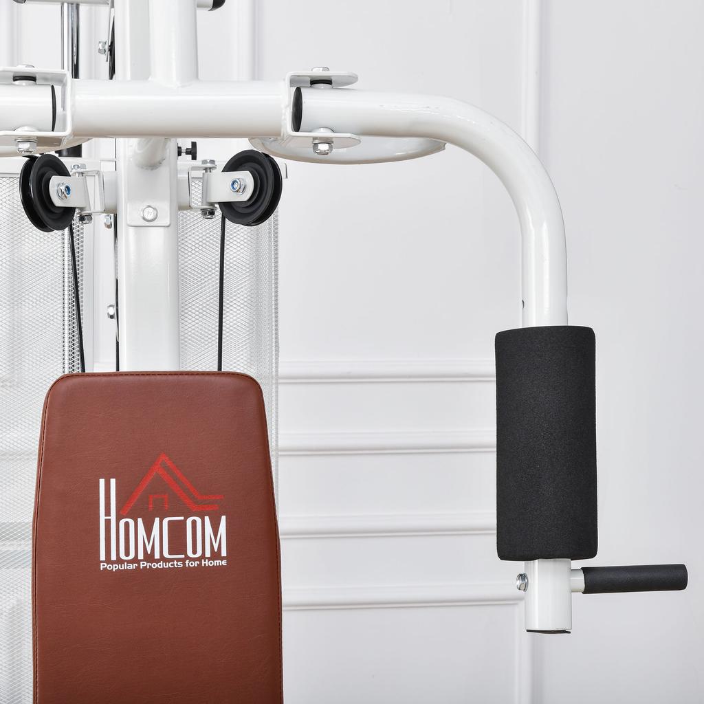 Multifunction Home Gym Weight Training Workout Station Fitness Strength Machine, White