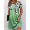 Fashion Women's Crew Neck Dress 3D Casual Color Printing Casual Dress Crew Neck Dress