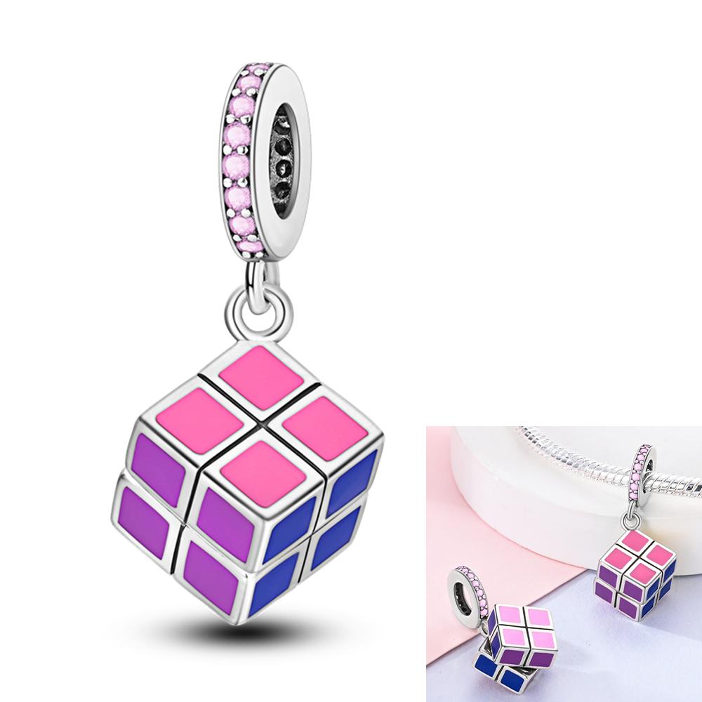 Copper Charms Pink Butterfly Perfume Beads Fit Original Bangle Charm Bracelet Fine Diy Women Jewelry Gift