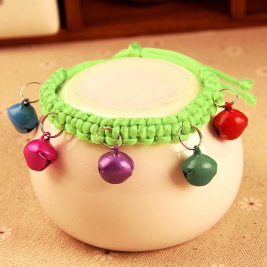 Necklace Adjustable Abrasion Resistance with Bells Woven Rope Pet Collar for Dods