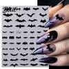 5D Embossed Nail Decals Halloween Art Stickers Skull Pumpkin Ghost Spooky Stickers Decals Waterproof Self Adhesive Manicure Decoration Decorative