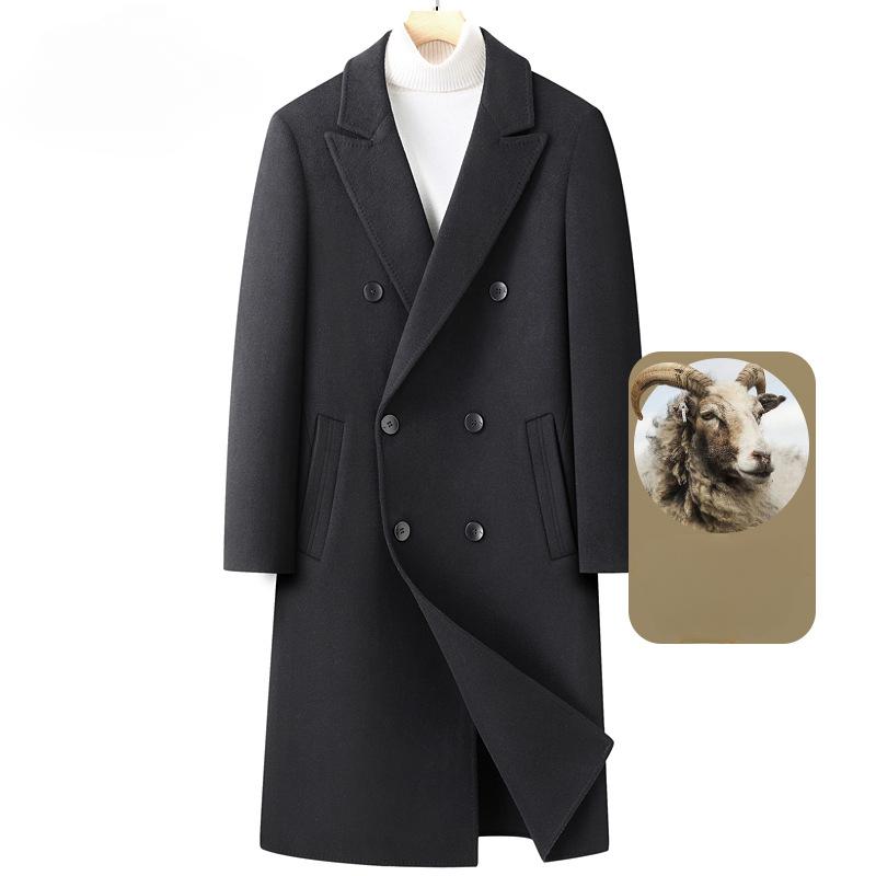 

Мужское шерстяное пальто, съемная пуховая подкладка, длинное двубортное двухстороннее шерстяное пальто, пальто выше колена для мужчин 4XL