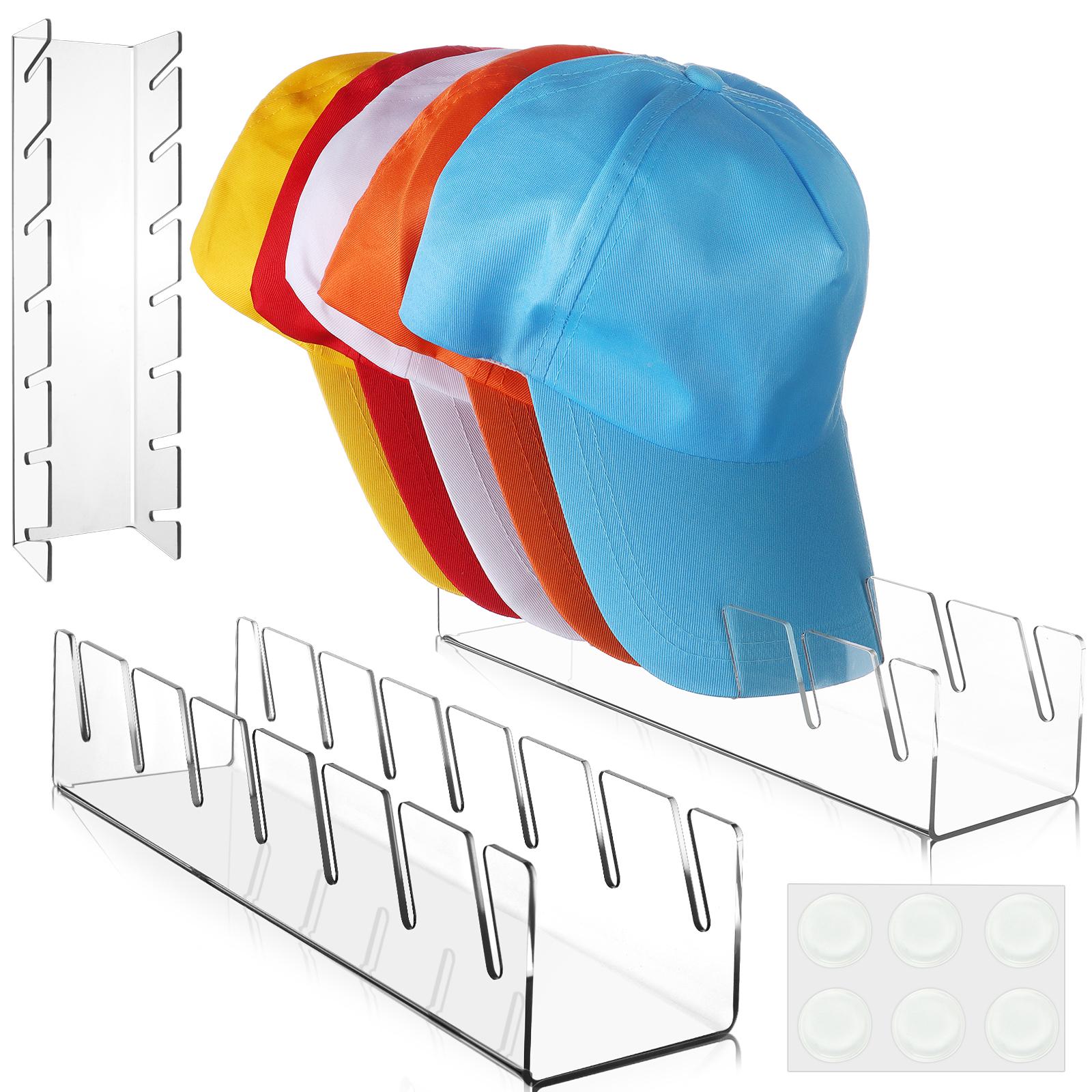 

2 Acrylic Hat Rack For Baseball Caps, No Installation, Hat Organizer, Storage Racks For Bedroom, Closet, Dresser, Office (Clear)