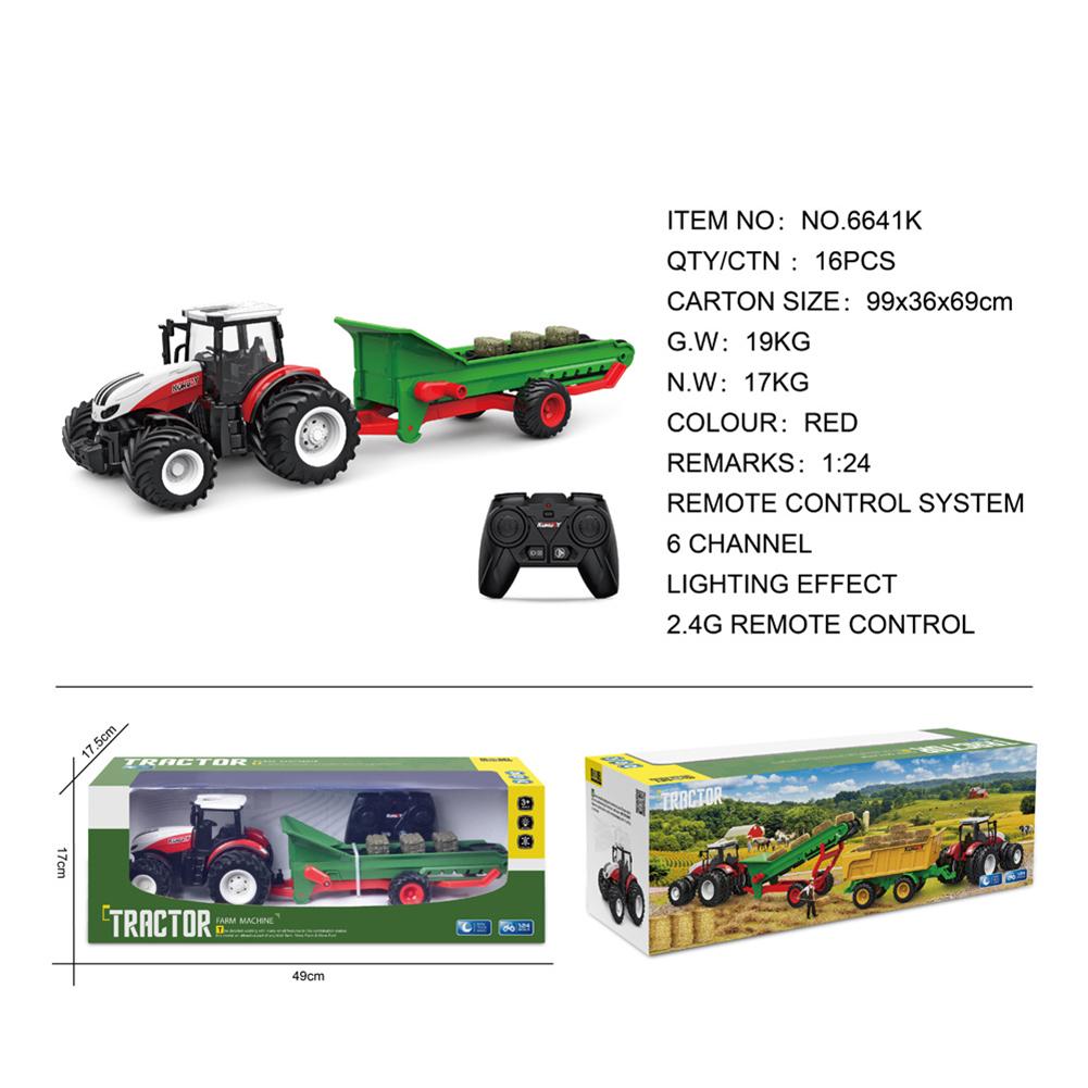1:24 Remote Control Car For Kids Simulation Electric Farmer Harvester Tractor Model With Lights Christmas Gifts For Boys Girls