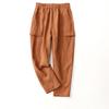 Self-Retention ~ 100% Linen Loose Casual Cotton Linen Harem Pants Multi-Pocket High Waist Slim Looking Female Linen Leisure Casual Baggy Pants