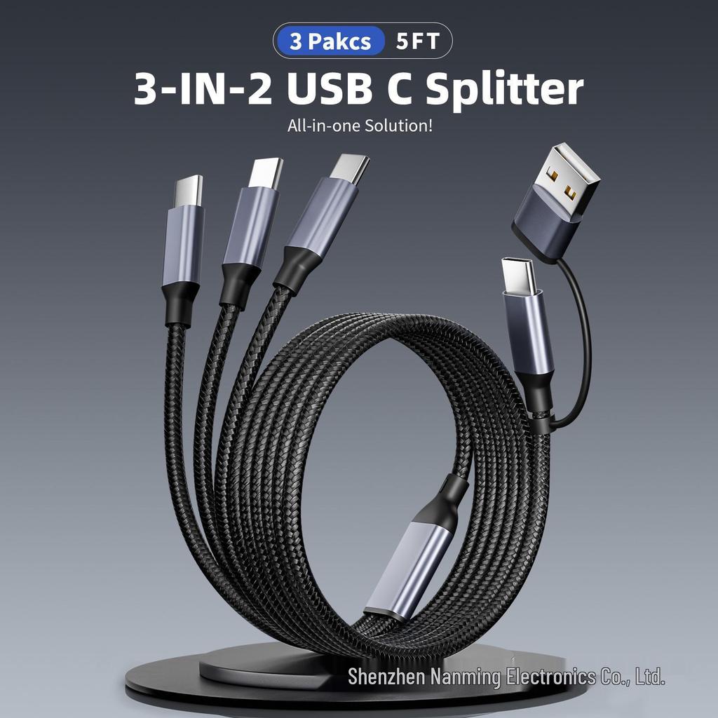 Huawei 2.4A Nylon Braided Cable: Two Drag Three Data Transmission Cable