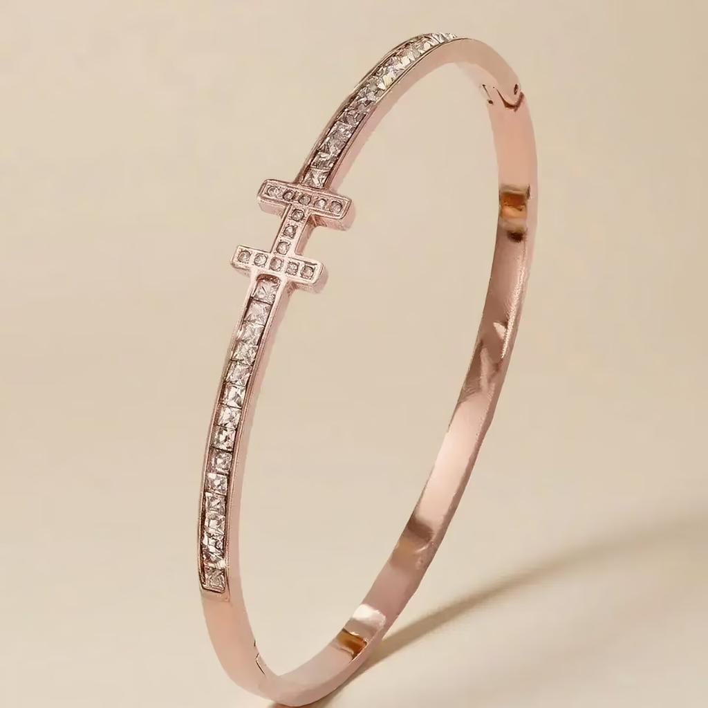 Bracelet Bijou Polyvalent Design de Niche Haut de Gamme pour Femme Lettre H Diamants Carrés Luxe Léger