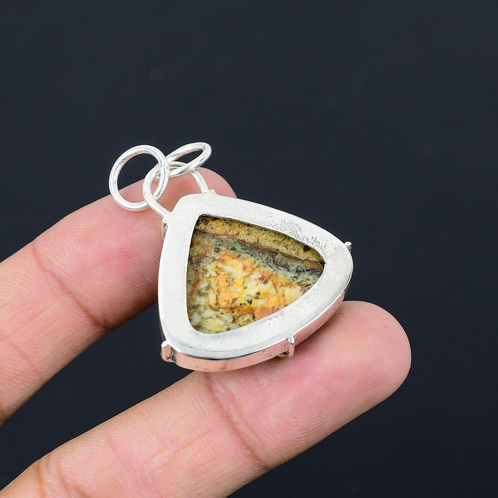 Sisters Day Sale Sterling Silver Pear Polychrome Jasper Stone Pendant Jewelry