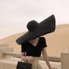 Ladies Beach Hat Fashion Large Wide Brim Sun Hat Roll Up Foldable Summer Beach Hat Big Eaves Sun Protection