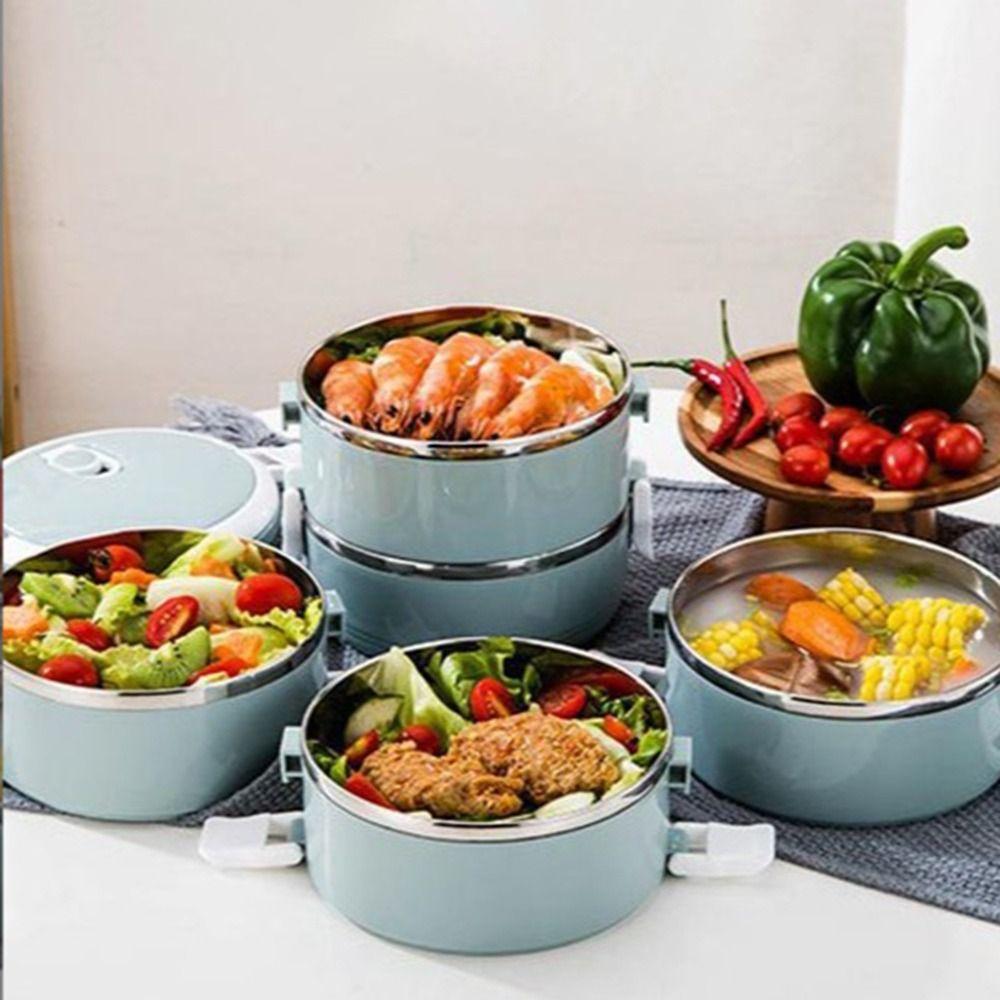 Stackable Food Container Box Round Insulated Soup Thermos Container  for Students&Office Worker