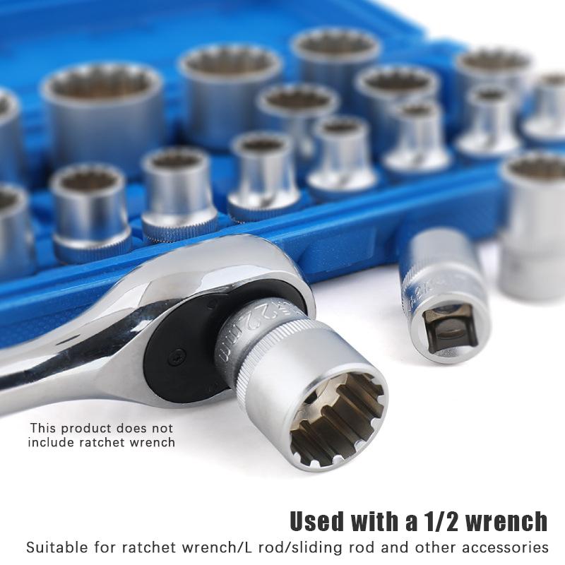 19Pcs Bit Kits 8-32Mm Multi-Tooth Nuts Torx Vehicle Repair Tool Kits Multifunctional Auto Repair Tools Hand Tools