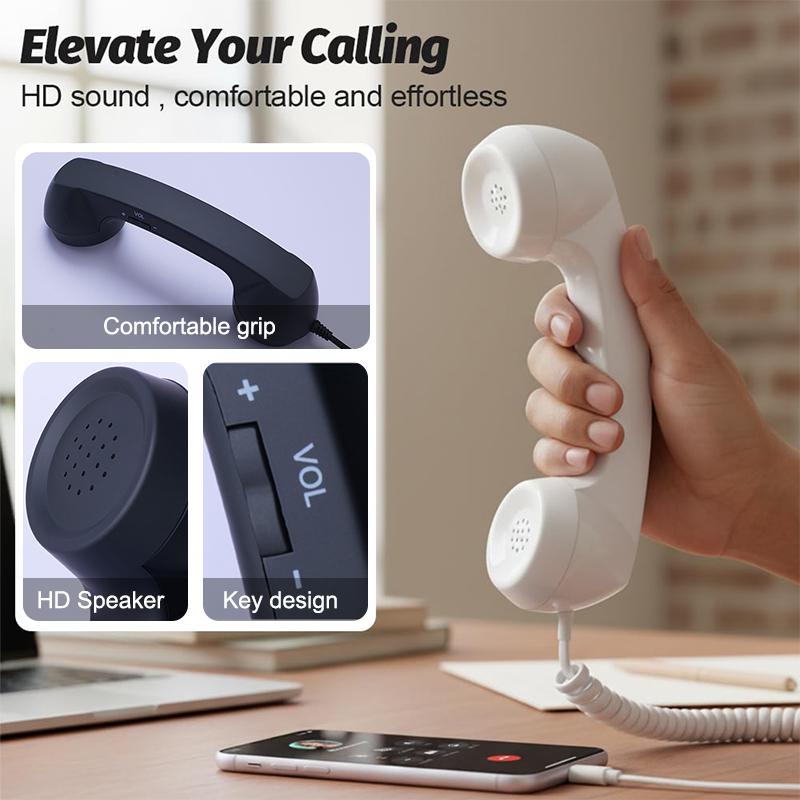 Retro Phone Handset, Type-C Telephone Style Landline Handle Receiver, Vintage Telephone To Landline Adapter