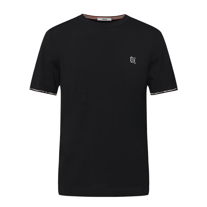 Dikeni Men s Black Gold Round Neck Short Sleeve Knit T-shirt M (48)