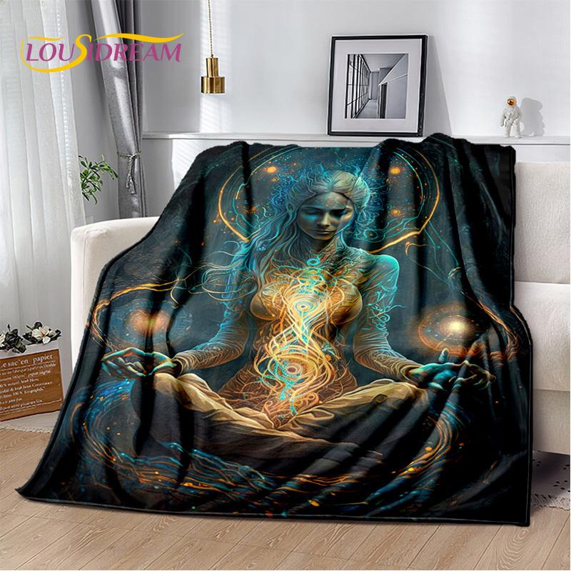 3D Yoga Zen Naturalize Meditation Rainbow 7 Chakra Blanket,Flannel Throw Blanket for Home Bedroom Bed Sofa Picnic Office Hiking