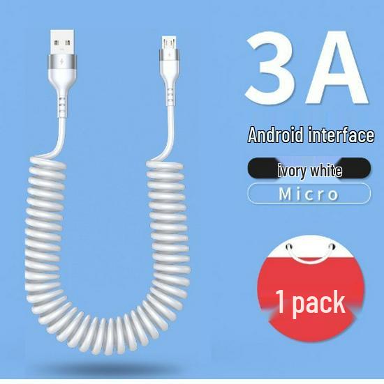 120W Dual Type-C Spring Retractable Data Cable for Fast Charging, Compatible with Apple, Huawei, and Honor