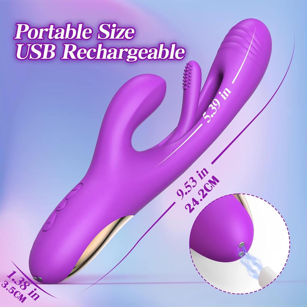 Flapping Vibrator Dildo for Women G Spot Rabbit Vibrator  Waterproof Clitoralis Vibrator for Clit Nipple Anal Stimulation Rechargeable Adult Sex Toys