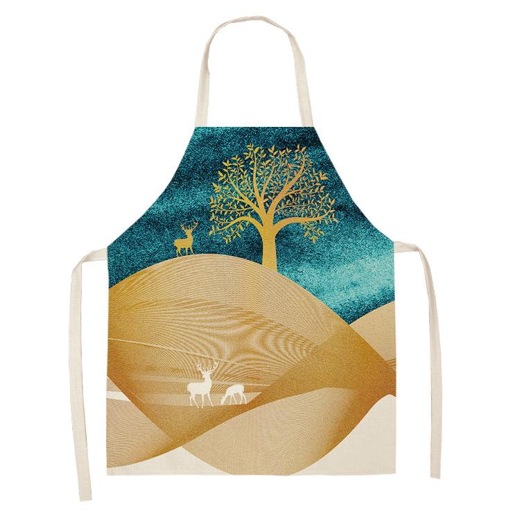 Deer Butterfly Kitchen Aprons for Women Cotton Linen Bibs Household Cleaning Kitchen Apron Maid Apron Aprons
